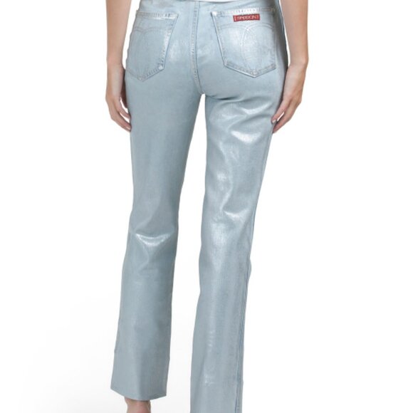 JOHNNY WAS Sancere Straight Leg Jeans - Silver Metallic - Picture 4 of 5